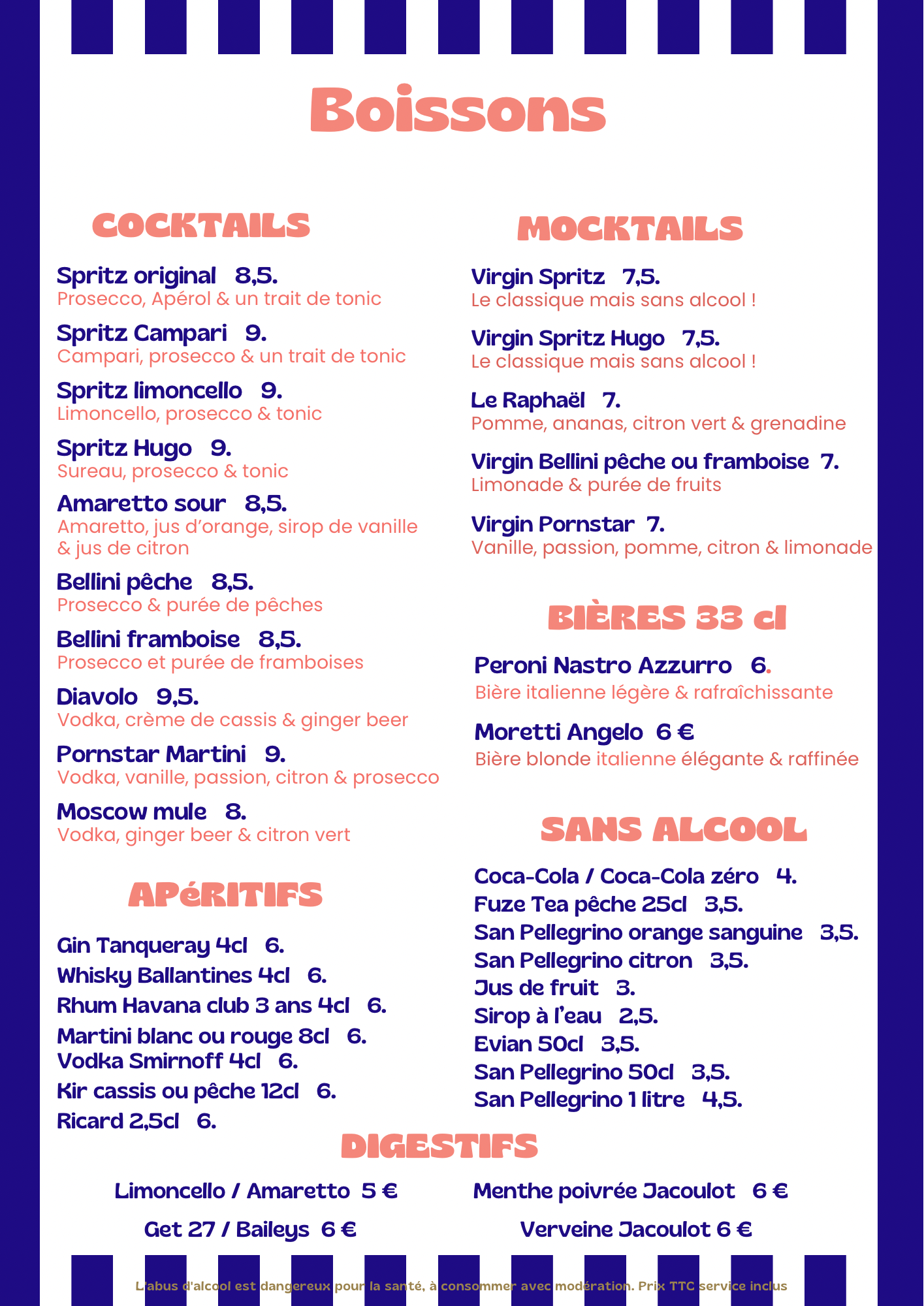 Troisième page de la carte La Mozzarelle